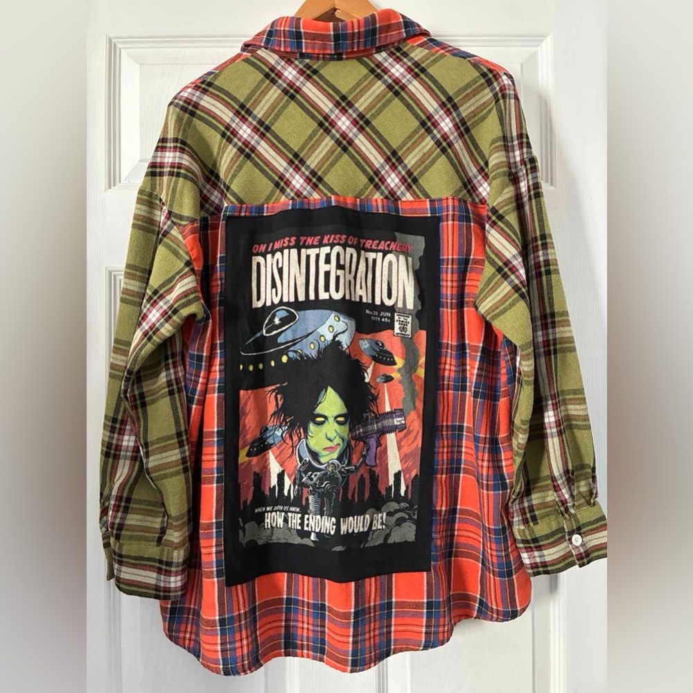 The Cure vintage band tee flannel